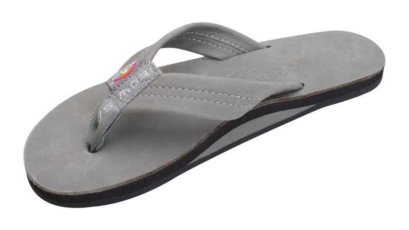 Rainbow Sandals Women Premium Leather Single Layer, Grey, Large (7.5-8.5) - Image 1